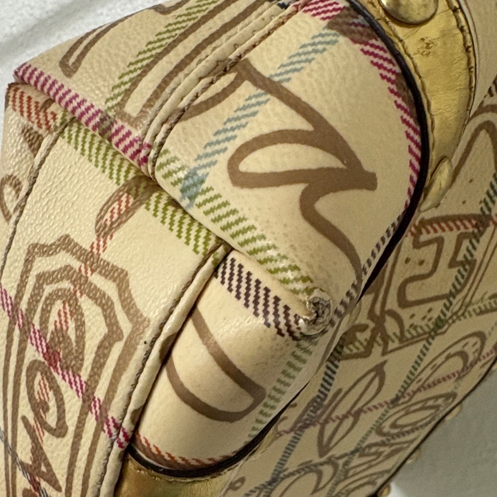 Coach Y2K Gold and Tan Graphic Tote Bag - Picture 6 of 16